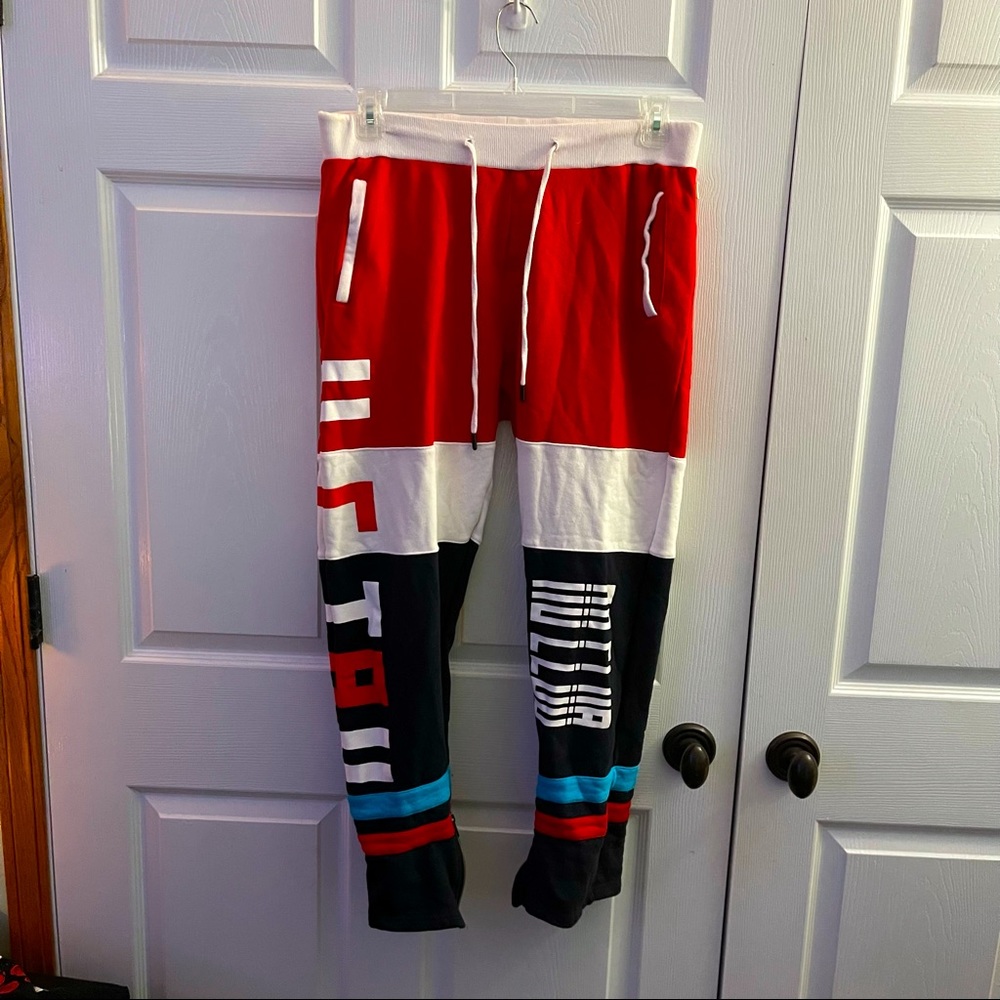 KLEEP Size Medium Red White + Blue Joggers